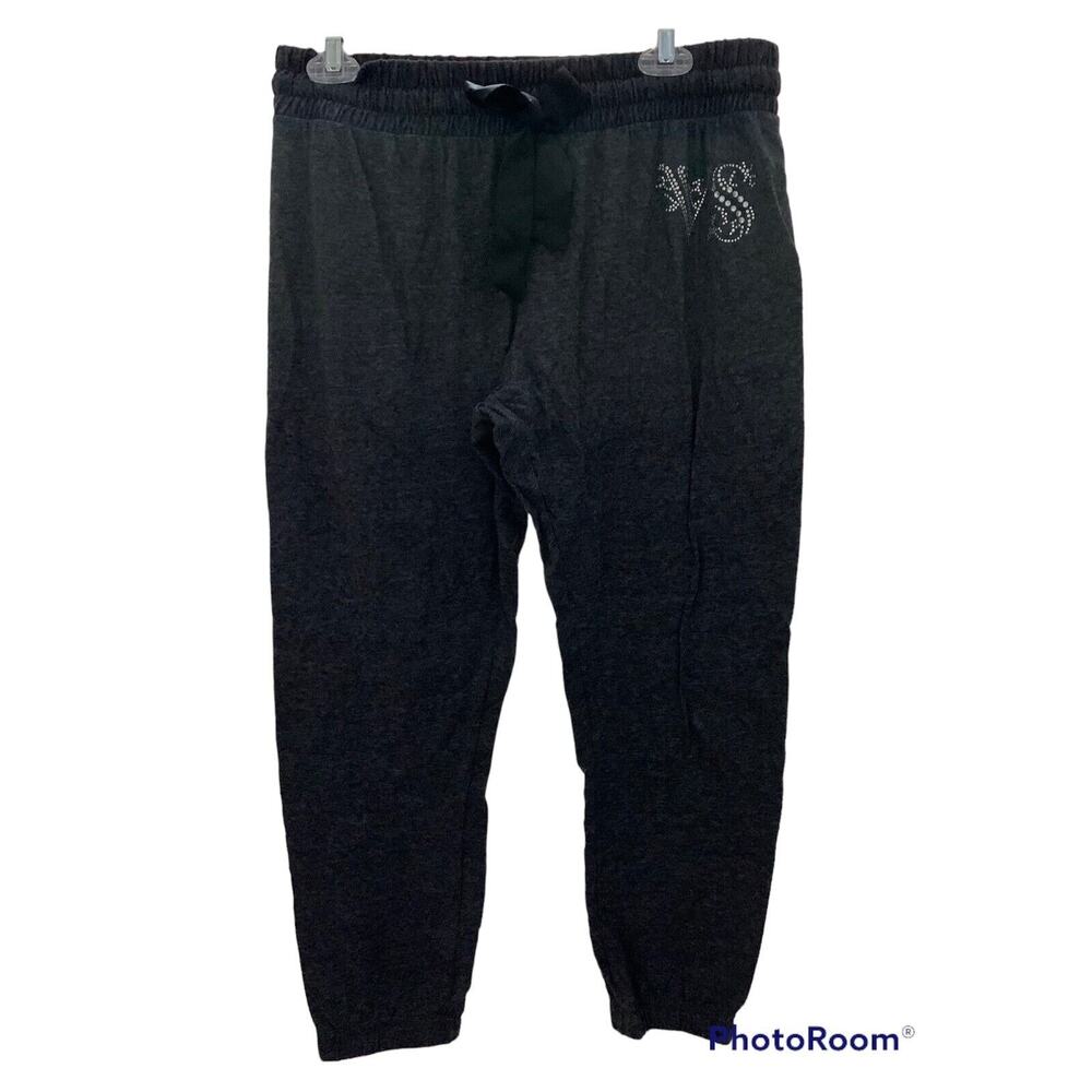 Victoria Secret Pants Sz Medium Rhinestone Logo Knit Joggers New Without Tag